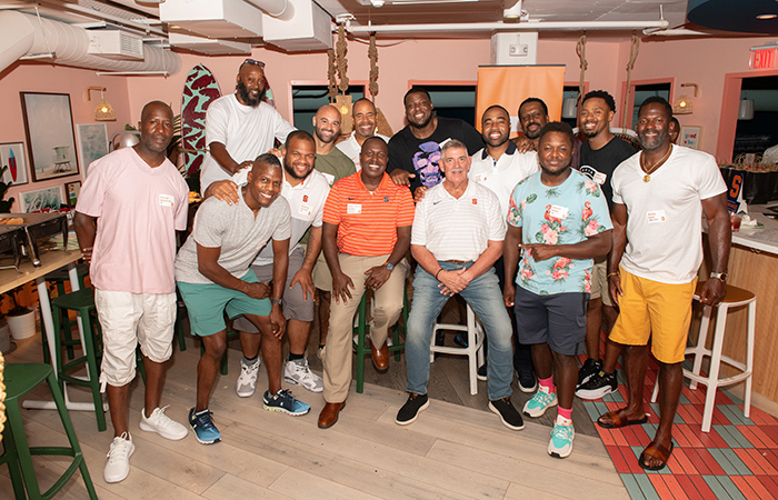 All of the guests pose for a group photo